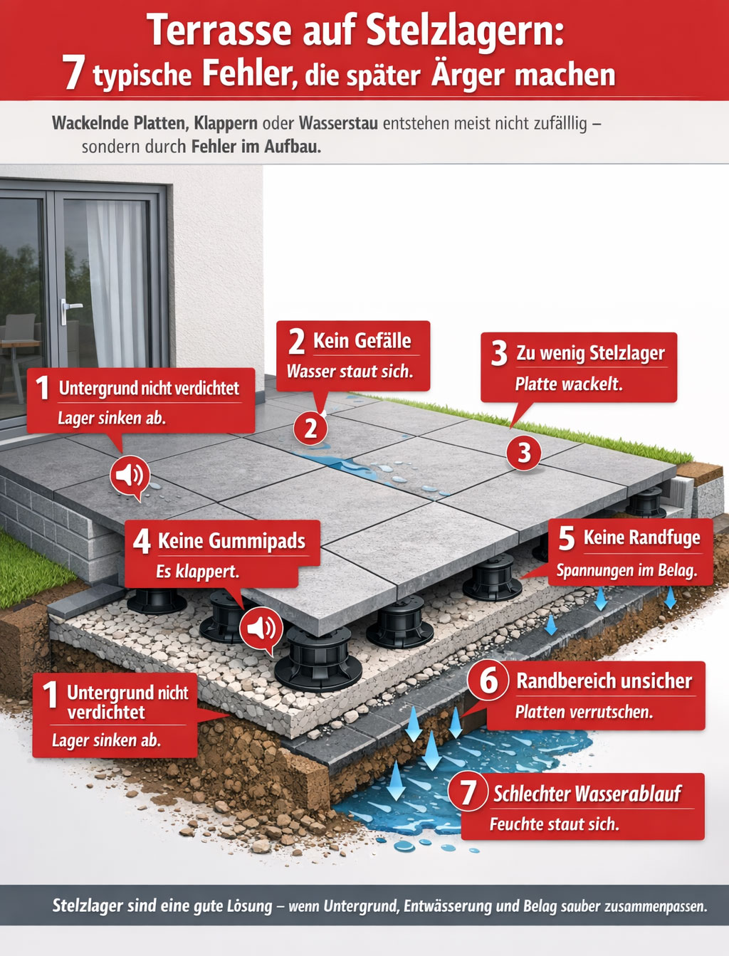 Fehler bei Terrassen auf Stelzlagern