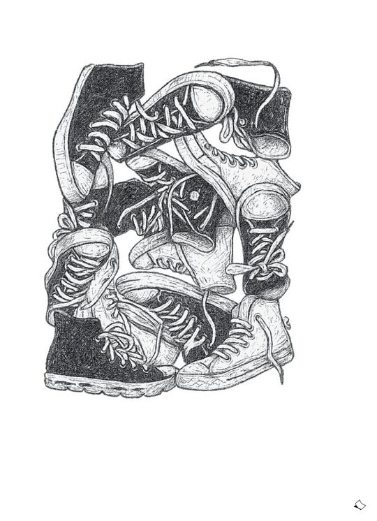 coole Flurdeko als durckbares Wandbild mit Sneakern und Spruch Schuhe aus Chillmodus an