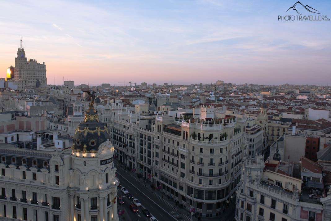 Der Blick von der Dachterrasse des Círculo de Bellas Artes auf Madrid