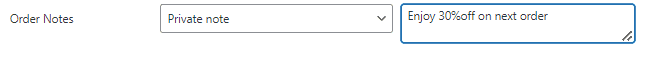 WooCommerce add private note order