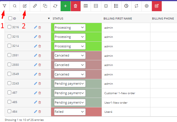 WooCommerce bulk orders edit main page