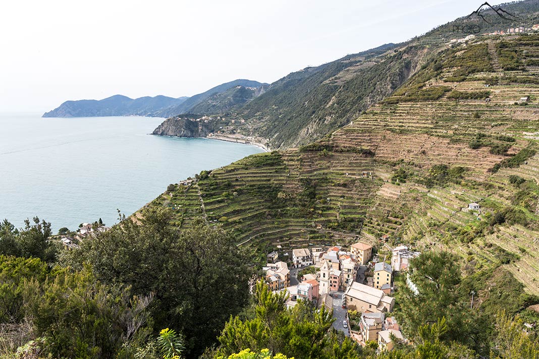 Der Blick vom Höhenweg auf Manarola