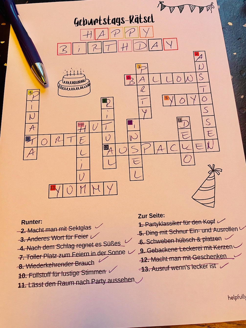 Geburtstags-Kreuzworträtsel zum Ausdrucken als PDF