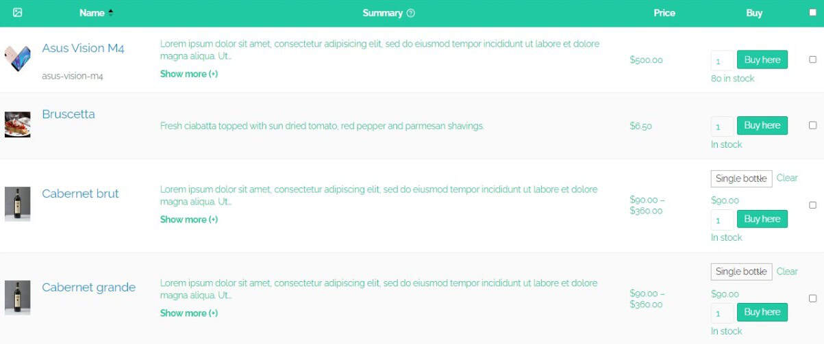 Display important product data to customers in WooCommerce Table Plugin