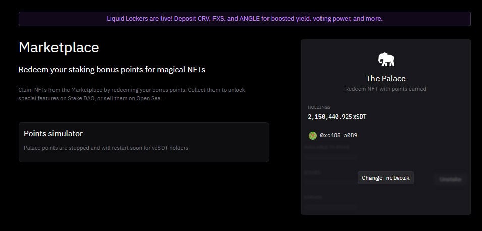 NFT market of the Stake DAO project NFT market of the Stake DAO project