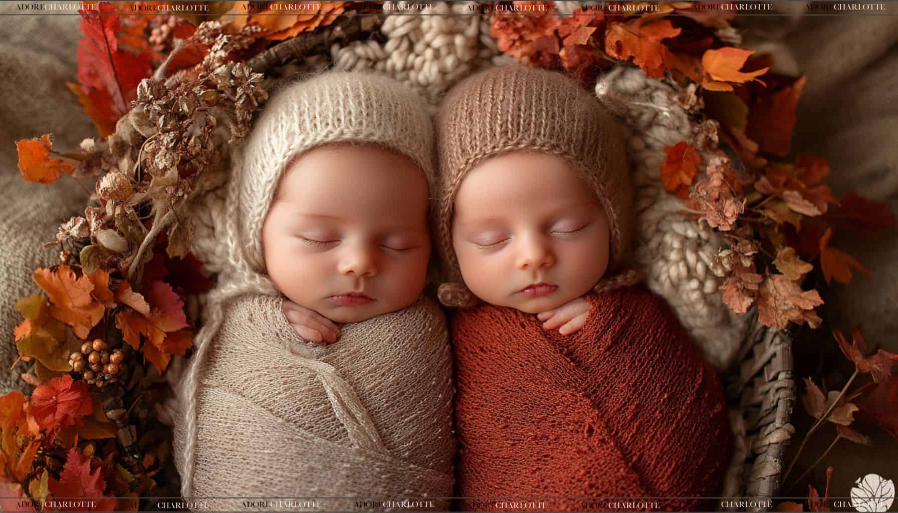 Twins swaddled asleep together.