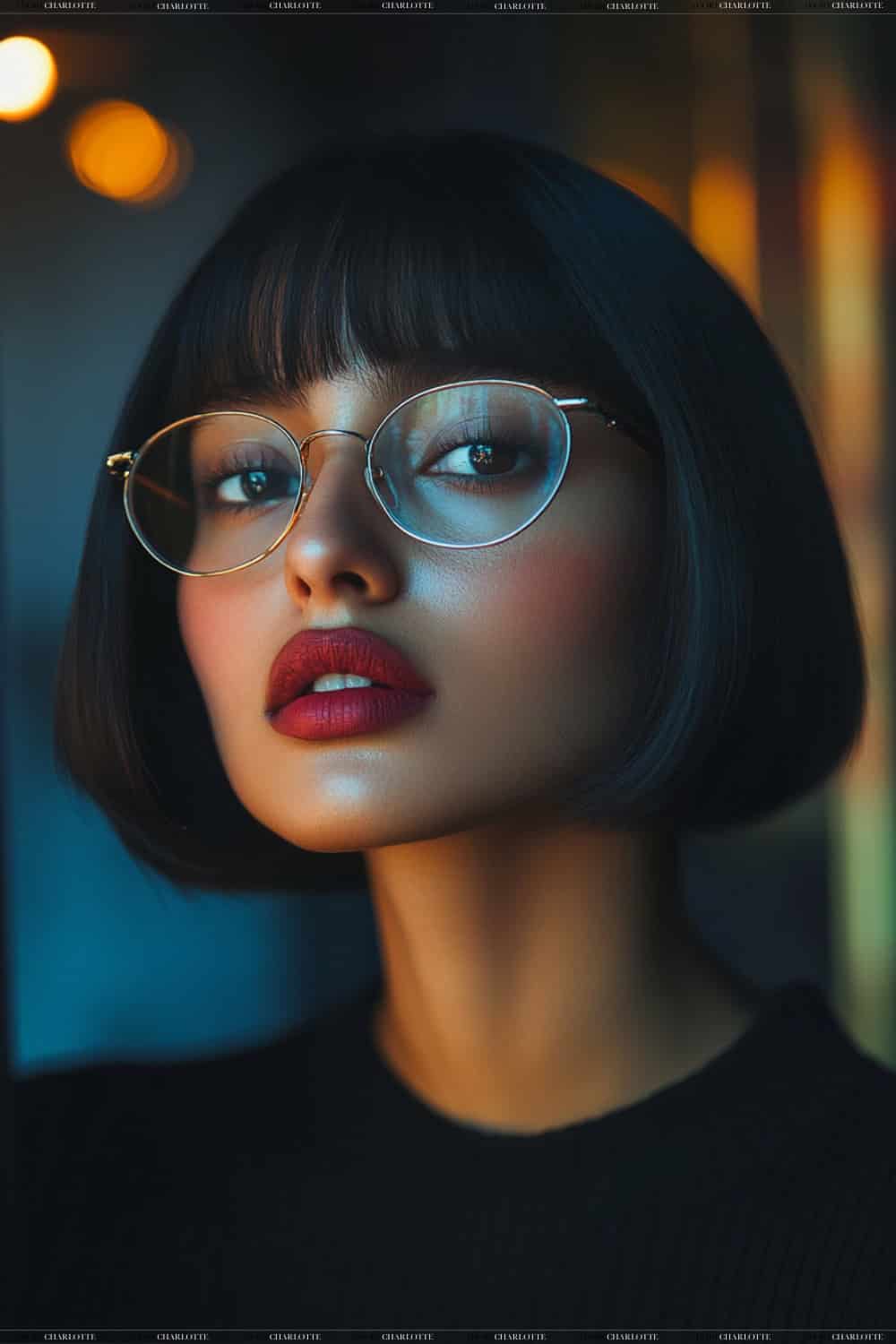 blunt bob with bangs hairstyles for women with glasses