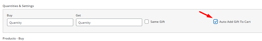 Enable auto add gift to cart option