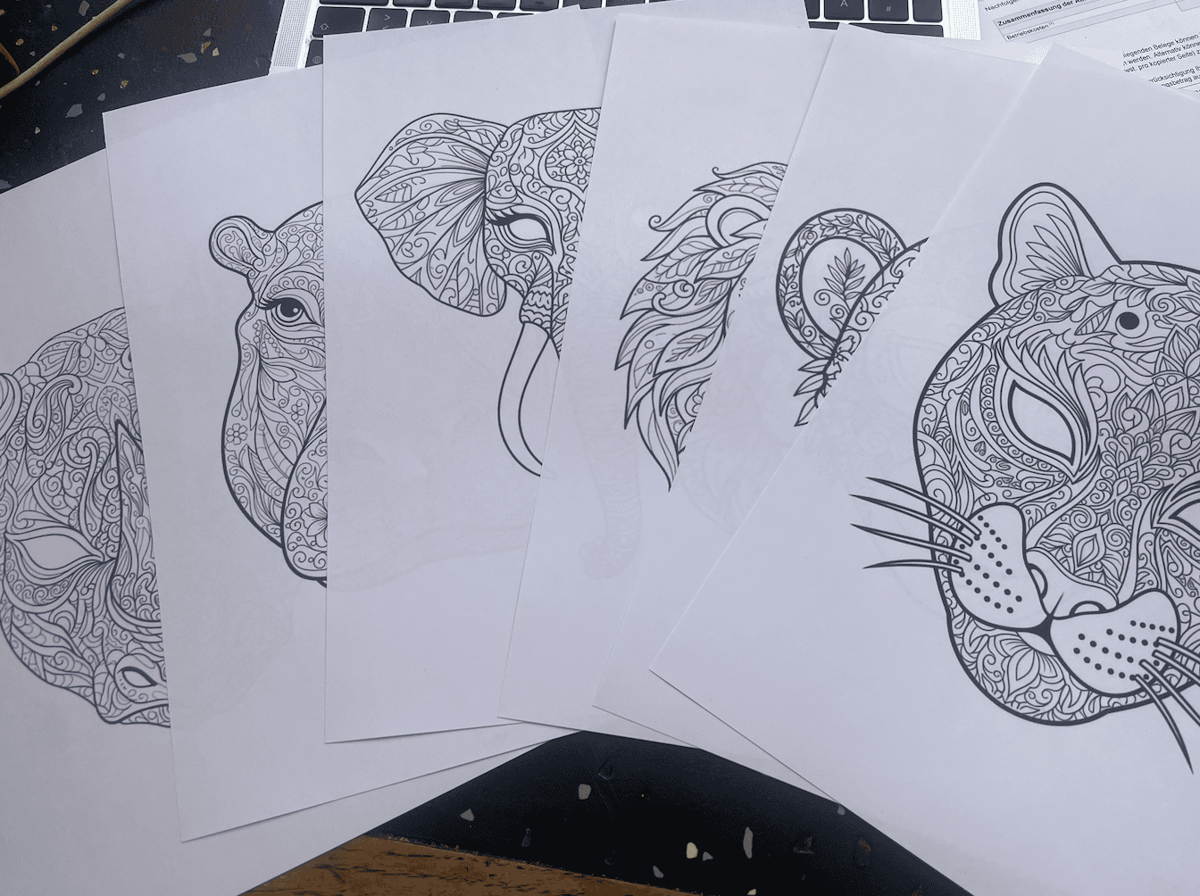 Mandalas mit Tieren aus Afrika zum Ausdrucken, auch toll für Erwachsene