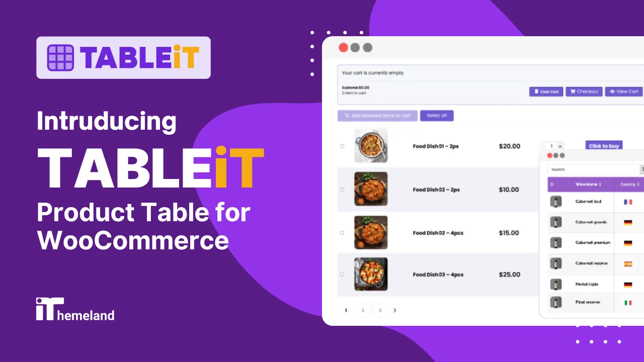 TABLEiT - Product Table for WooCommerce youtube thumbnail banner