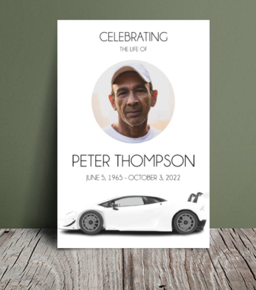 White sports car funeral order of service 112 White sports car funeral order of service 112 - Free Funeral Order of Service Template