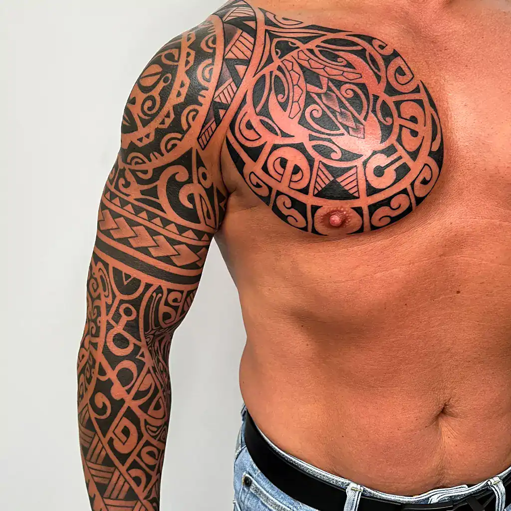 Theo Gast Tätowierer sleeve und brust maori tattoo münchen