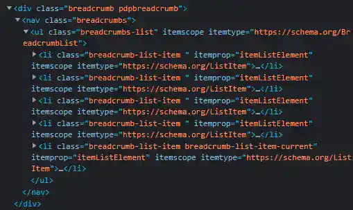 Breadcrumb Navigation im Quellcode
