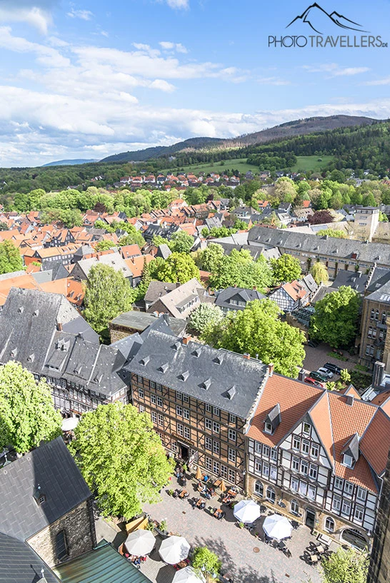 Der Blick von der Marktkirche St. Cosmas und Damian auf Goslar