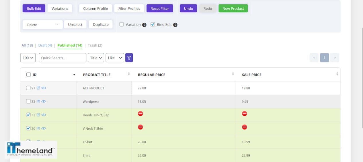 result of bind editing