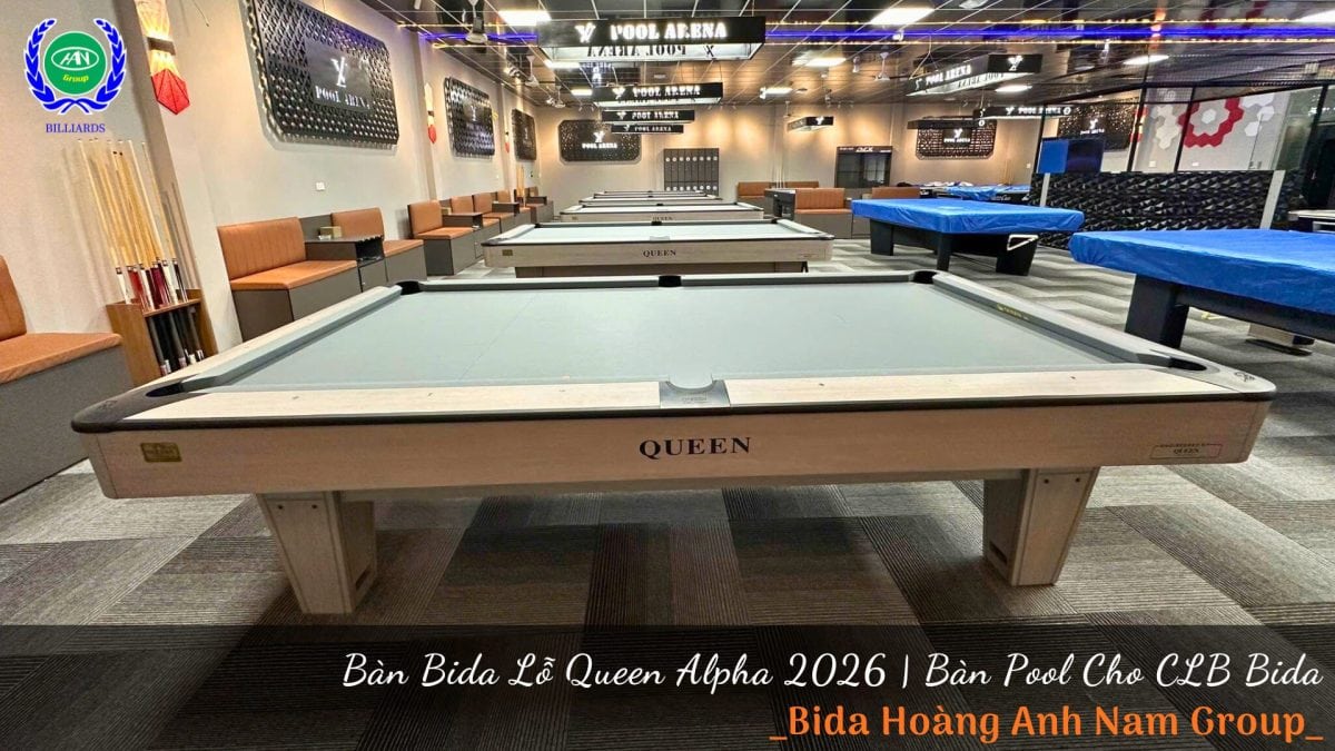 Bàn Bida Lỗ Queen Alpha 2026 - Bàn Pool Cho CLB Bida | Bida Hoàng Anh Nam Group