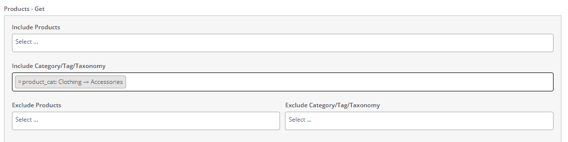 Offer gift bundles with select specific tags, taxonomoy or category
