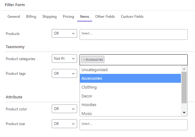 filter orders by product list in WooCommerce