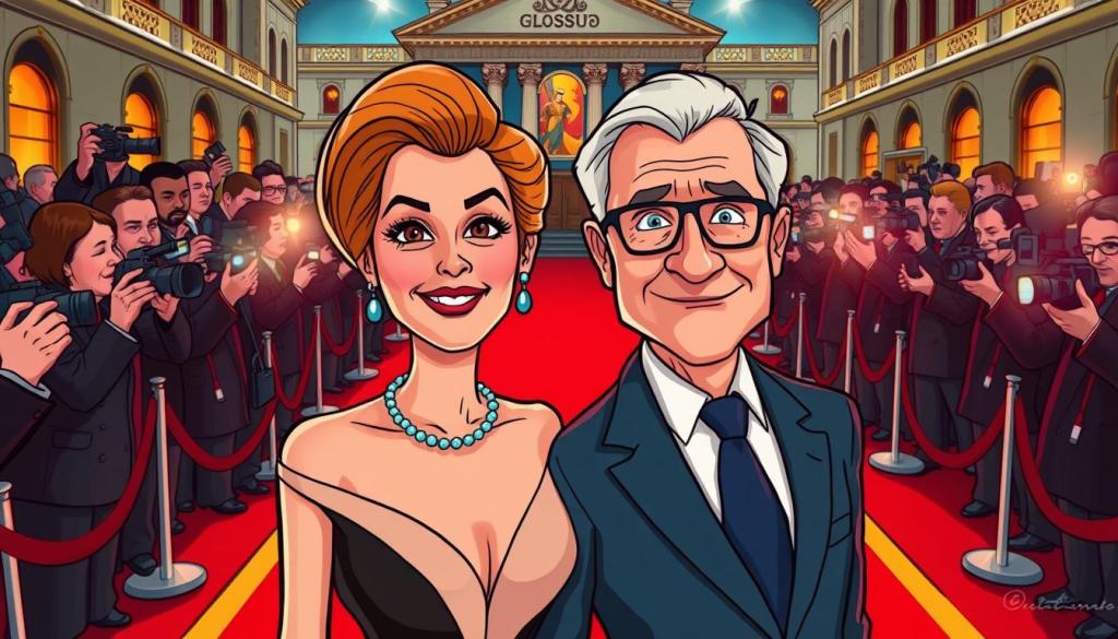 A high-profile public appearance by German actress Maria Furtwängler and her new partner, politician Klaus-Peter Kohl. They stand confidently on a red carpet, facing the flashing cameras of eager paparazzi. Maria's chic evening gown and Klaus-Peter's sharp suit convey an aura of power and prestige. The vibrant lighting casts dramatic shadows, highlighting their expressions of poise and composure as they navigate the focused attention of the media circus. In the background, the iconic architecture of a prestigious event venue sets the stage for this much-discussed relationship in the public eye. A high-profile public appearance by German actress Maria Furtwängler and her new partner, politician Klaus-Peter Kohl. They stand confidently on a red carpet, facing the flashing cameras of eager paparazzi. Maria's chic evening gown and Klaus-Peter's sharp suit convey an aura of power and prestige. The vibrant lighting casts dramatic shadows, highlighting their expressions of poise and composure as they navigate the focused attention of the media circus. In the background, the iconic architecture of a prestigious event venue sets the stage for this much-discussed relationship in the public eye.