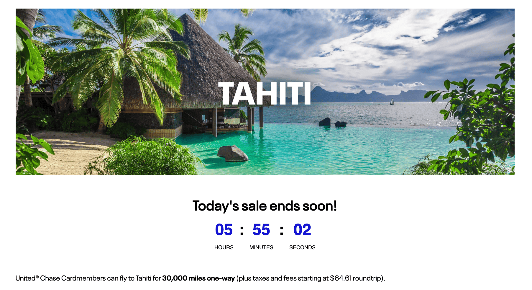 United's week of award offers (From August 4, 2025) 2 Day 1. Tahiti