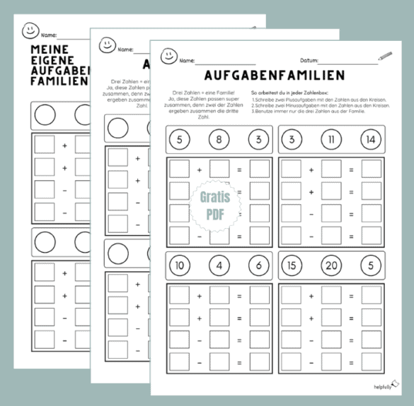 Aufgabenfamilien - Arbeitsblatt Mathe Grundschule - helpfully.de