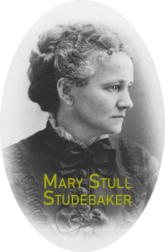Mary Stull Studebaker historic portrait at The History Museum, showcasing 19th-century women's fashion and historical attire.