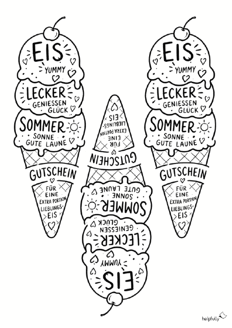 Eisessen-Gutschein in Waffelform basteln mit der Gratis-Vorlage zum Ausdrucken