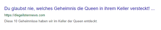 Clickbait in Google Suche