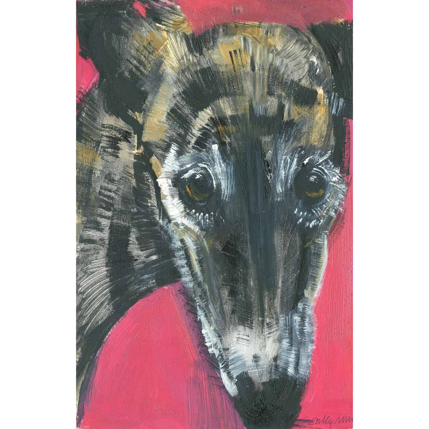 4497C Brindle Hound Portrait Miniature Painting – Sally Muir