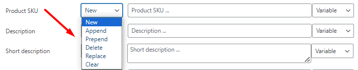 Product SKU operator field