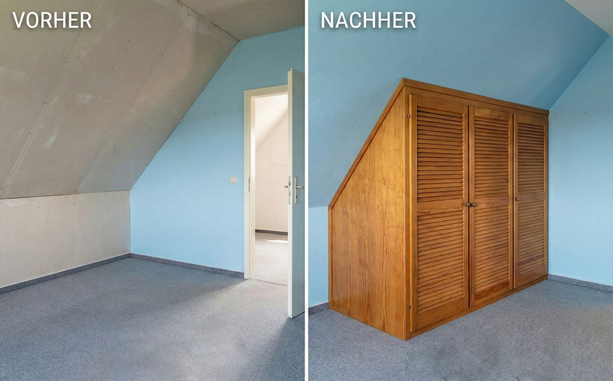 Anleitung: Schrank für die Dachschräge bauen schrank-vorher-nachher