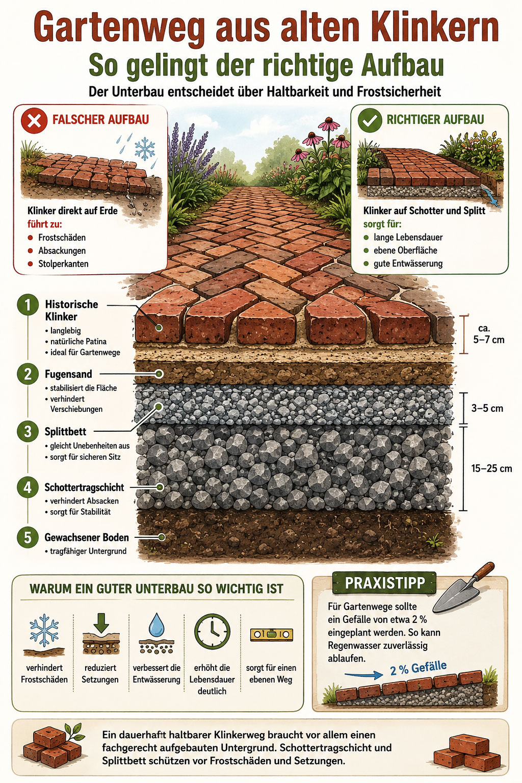 Gartenweg aus alten Klinkern