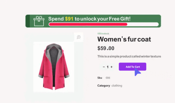 Display progress bar to get free gift