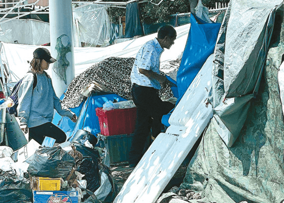 Homeless individuals in Koreatown, Los Angeles.