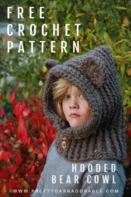 free crochet hooded bear cowl pattern
