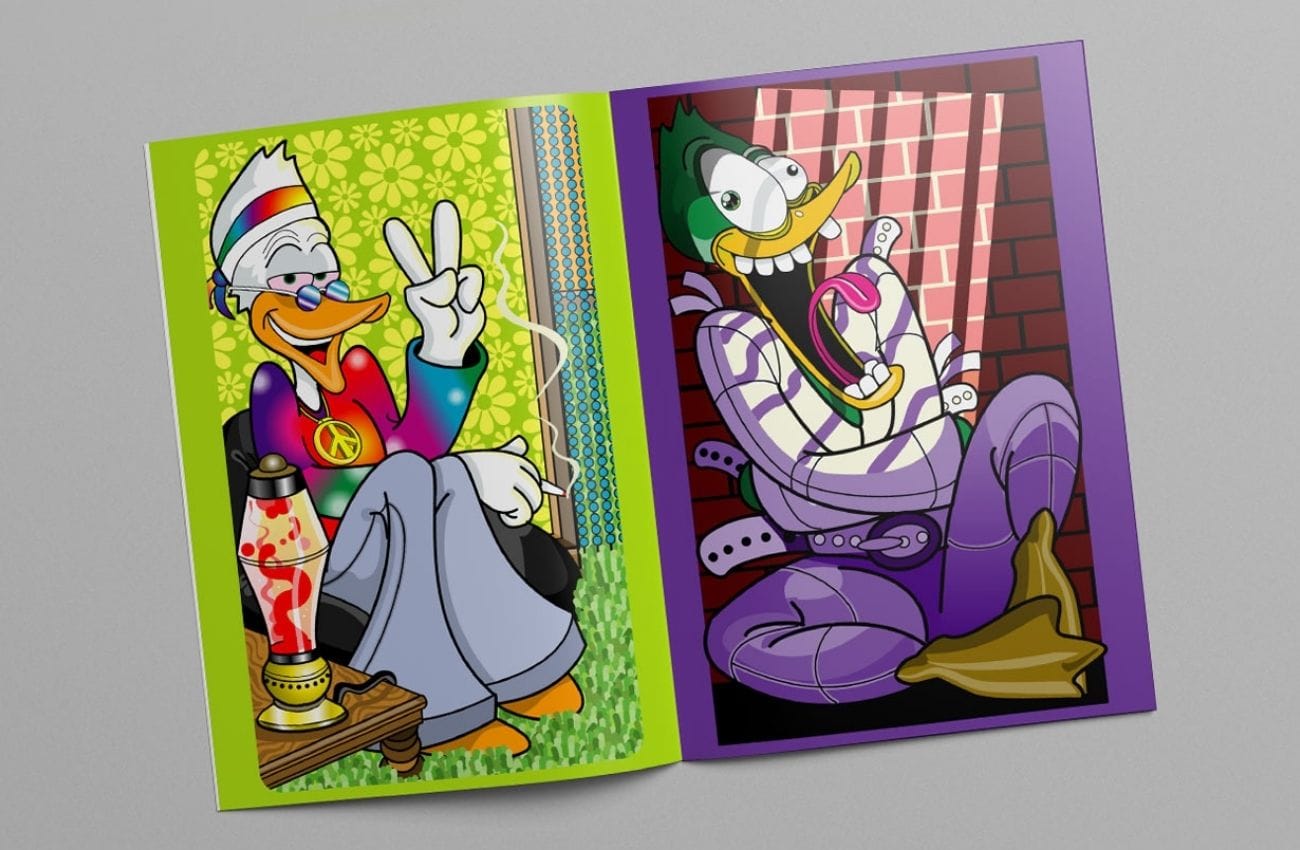Colorful duck cartoon characters in vibrant styles