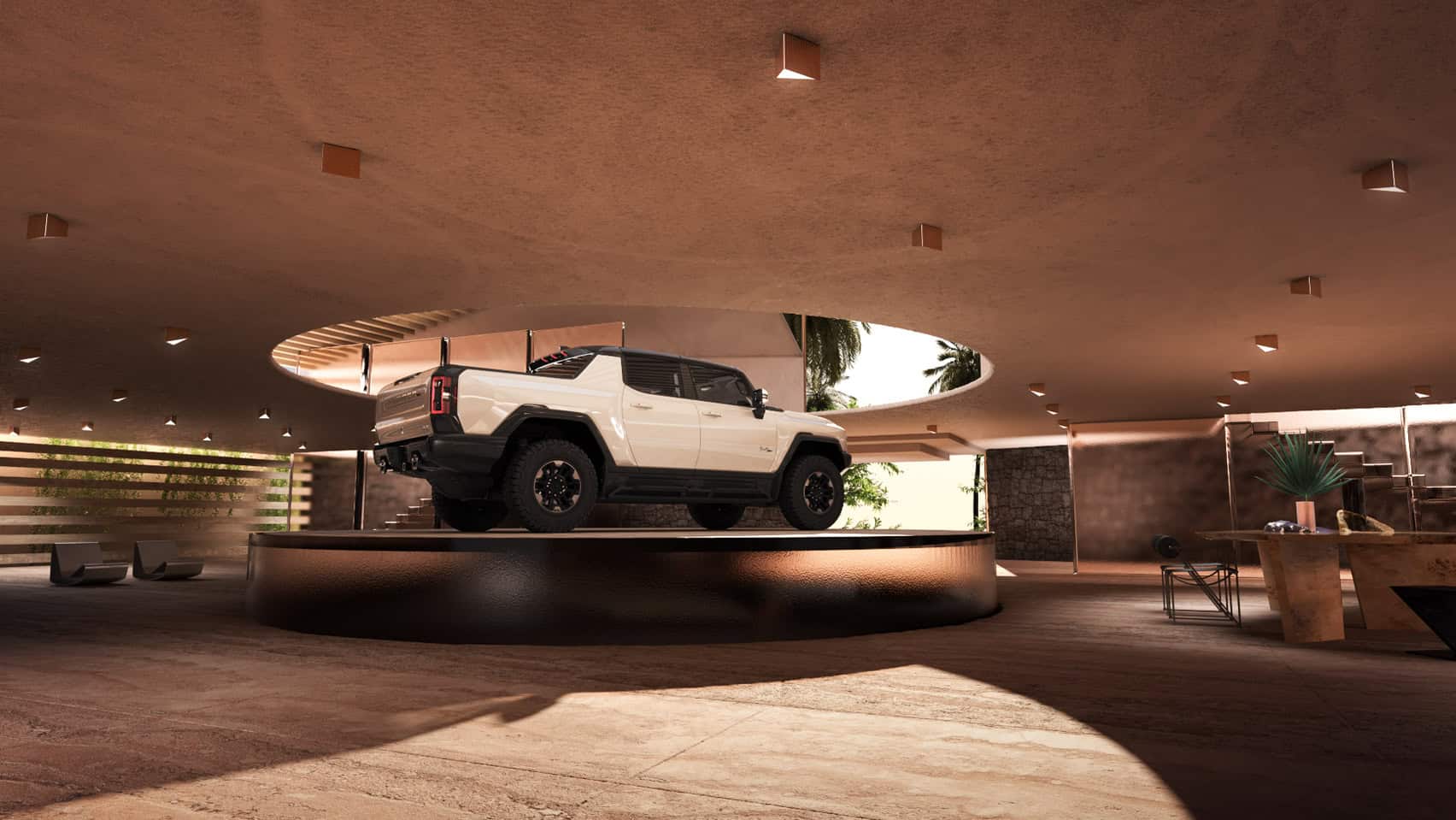 Kelly Wearstler Desert Garage concept hummer ev lebron james