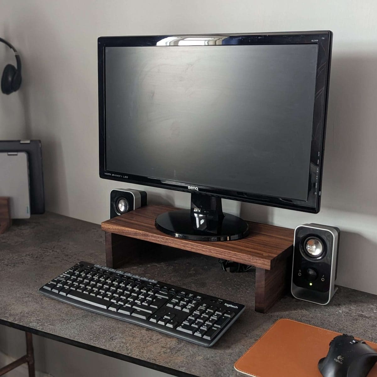 Black Walnut Desk Monitor Shelf