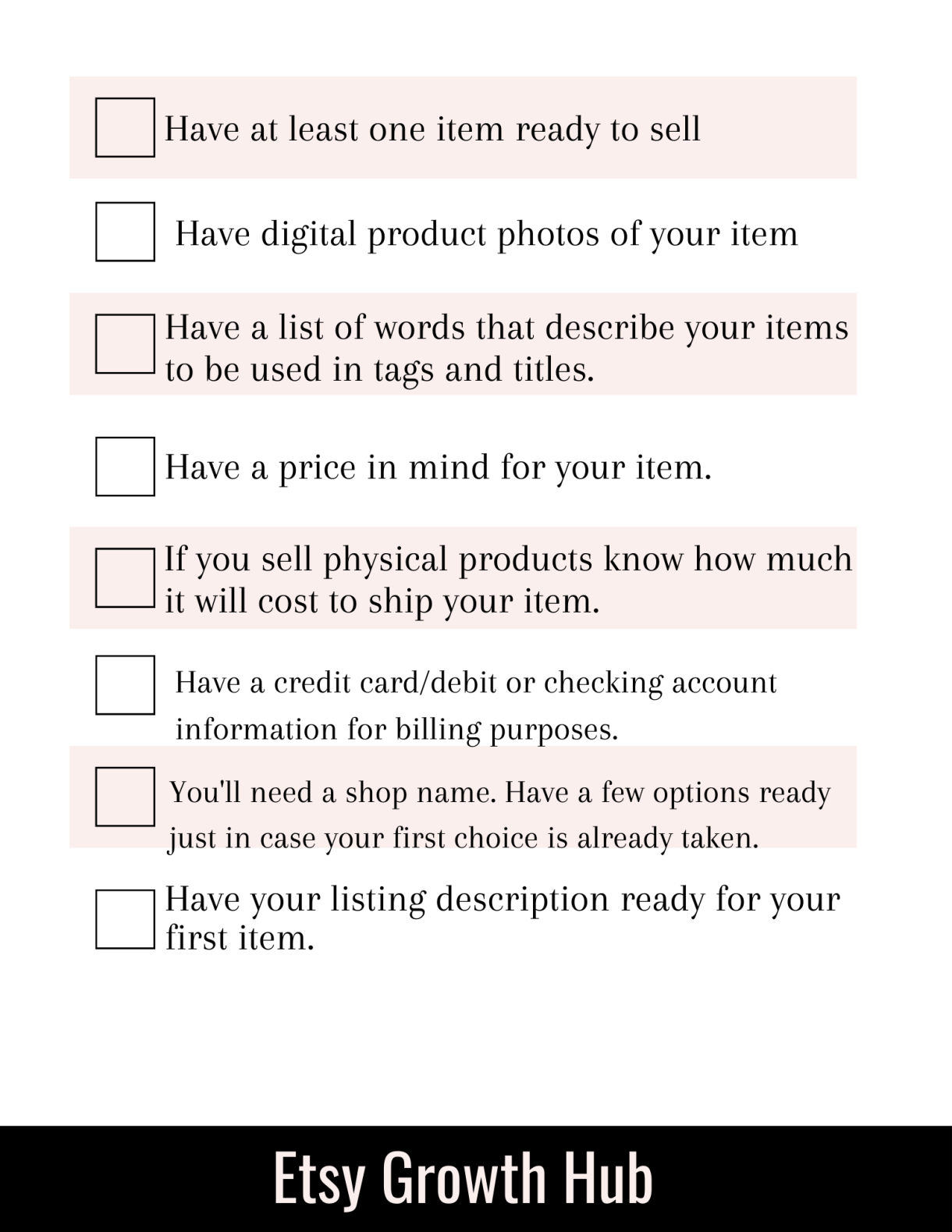 etsy pre launch checklist