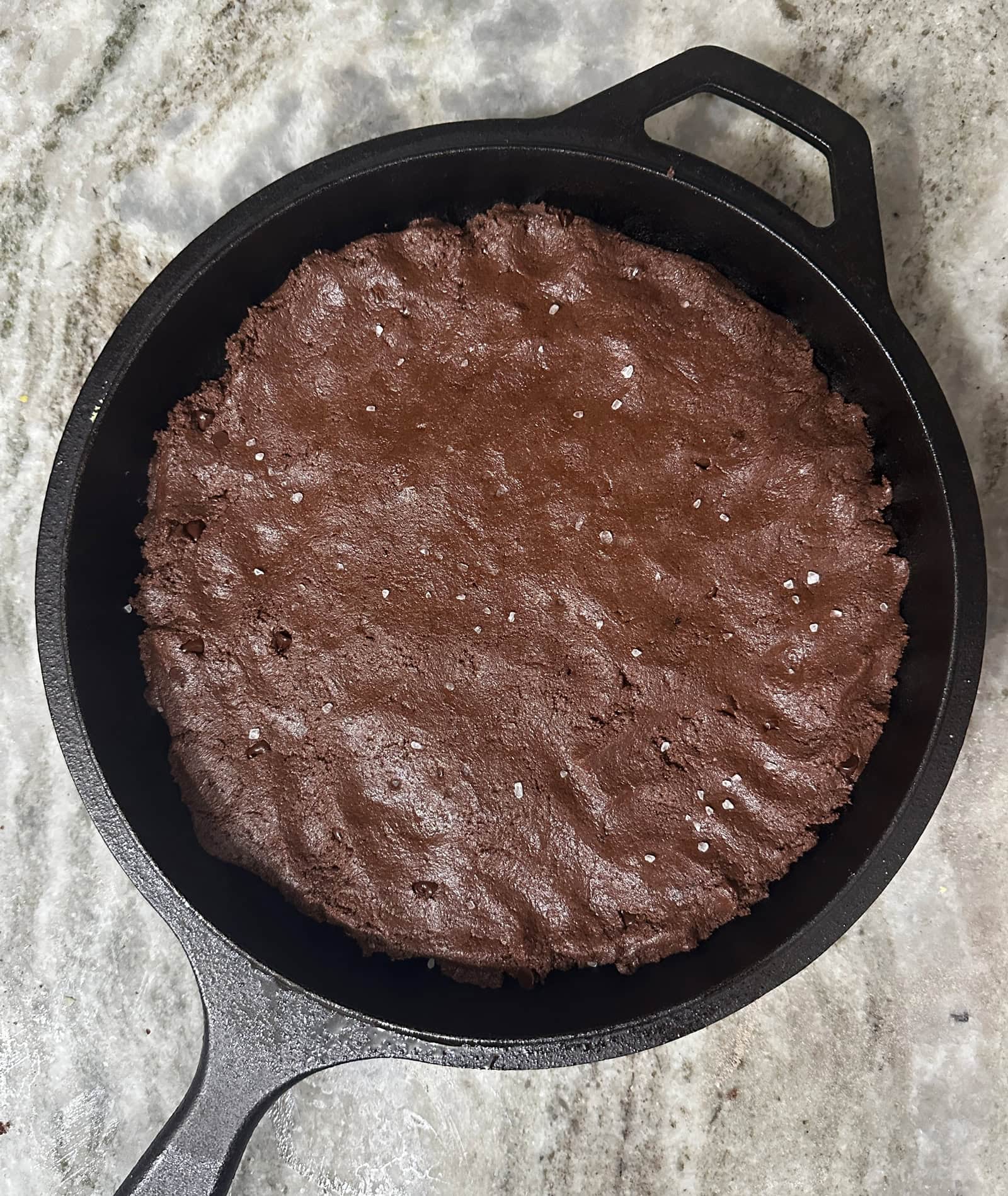 Skillet brownie cookie before baking