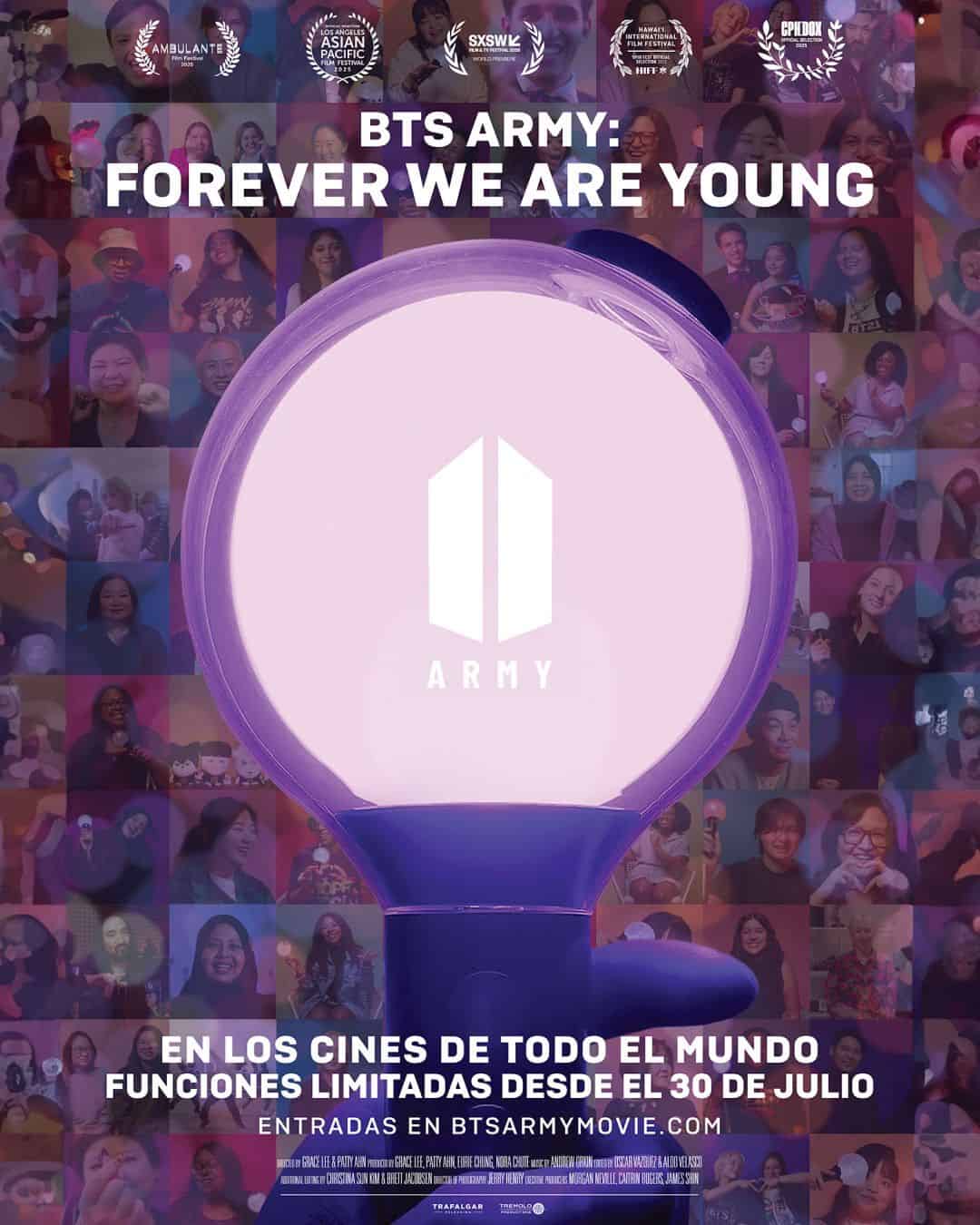 Poster for BTS ARMY documentary Forever We Are Young, promoting July 30 theater release