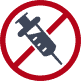 icon indicating no injections by showing a syringe with an overlaid stop sign