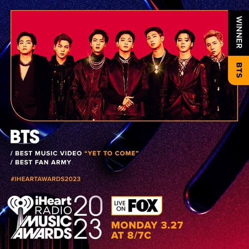 This photo is provided by the iHeartRadio Music Awards, one of the American music industry's award shows. (PHOTO NOT FOR SALE) (Yonhap)