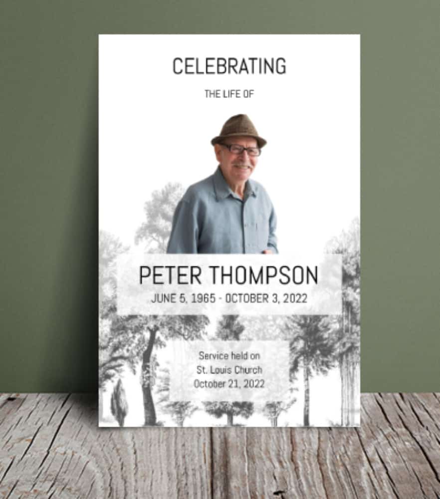 Trees sketch background funeral order of service 091 Trees sketch background funeral order of service 091 - Free Funeral Order of Service Template