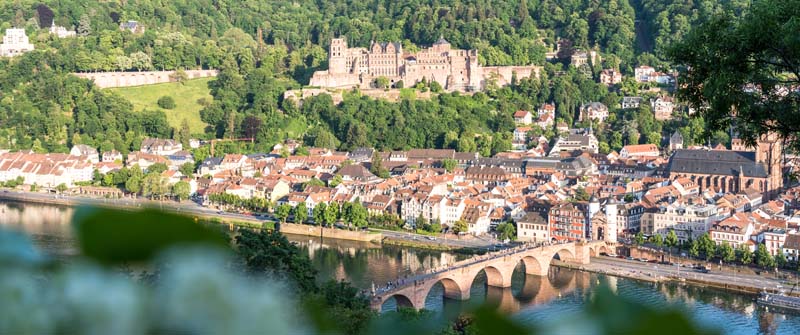 Blick über Heidelberg mit dem Schloss, eine der bekanntesten Heidelberger Sehenswürdigkeiten