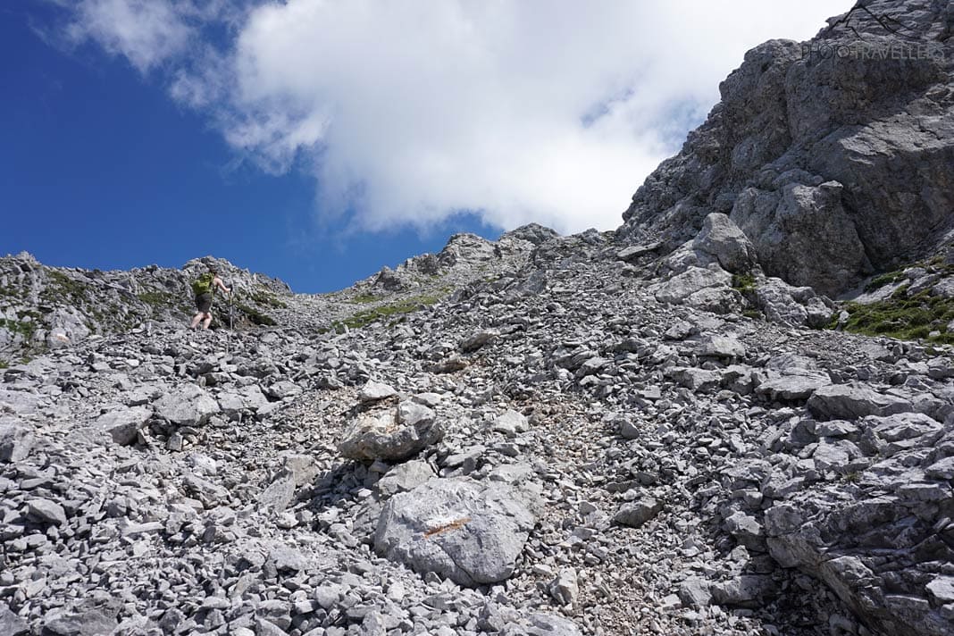 Geröll unter dem Wannig-Gipfel