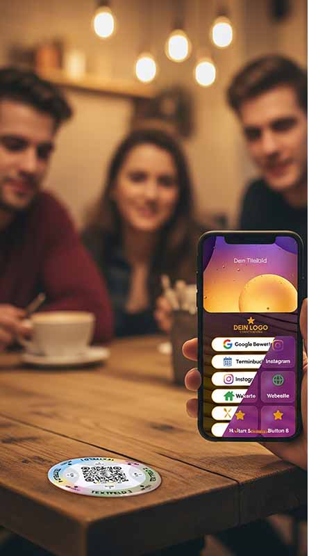 Linkwolke Aufkleber im Café