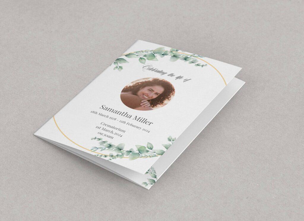 Eucalyptus funeral order of service template