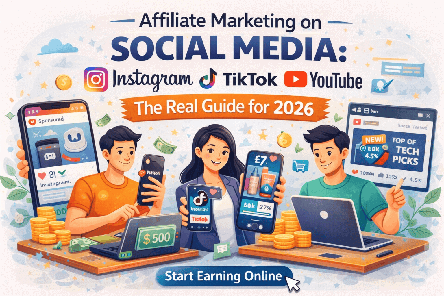 Affiliate Marketing on Social Media:
Instagram, TikTok & YouTube
— The Real Guide for 2026