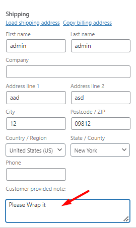 WooCommerce remove customer provided note